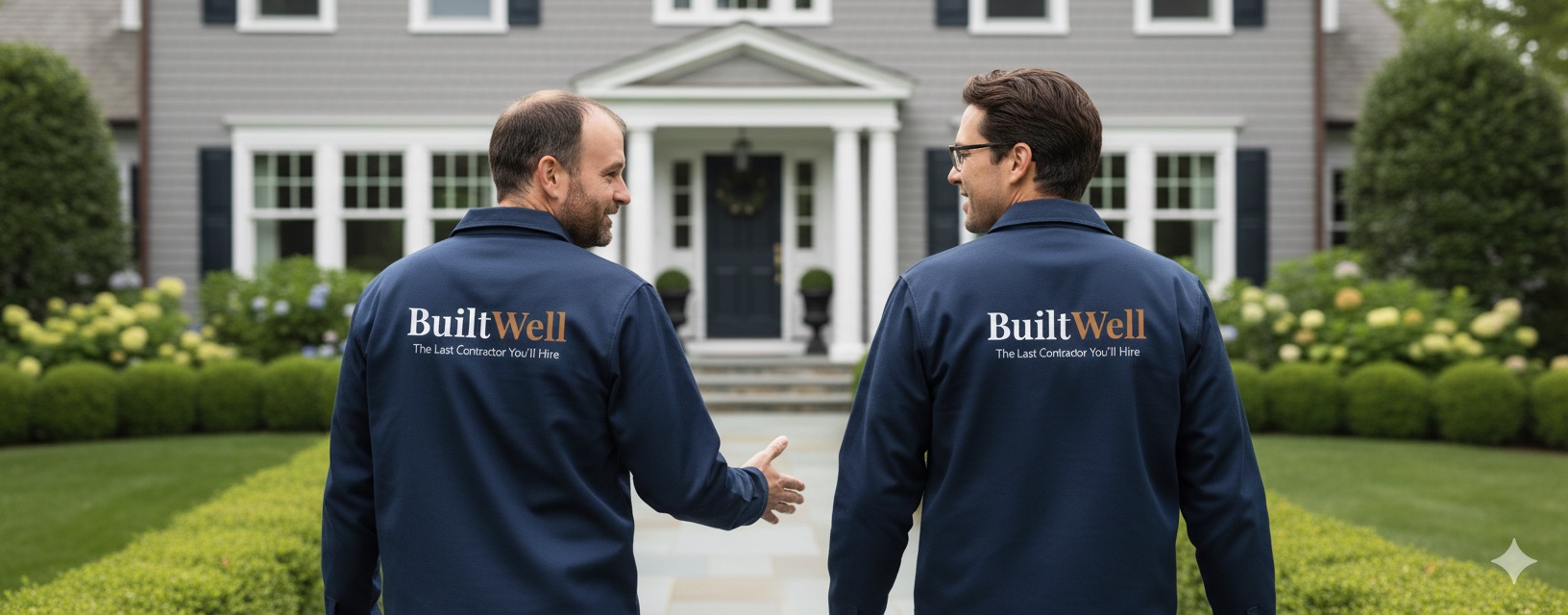 BuiltWell CT team approaching Connecticut home for free on-site remodeling consultation