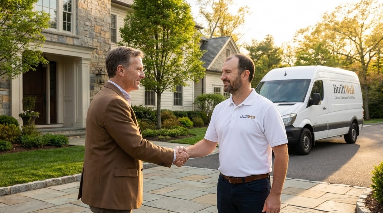 BuiltWell CT owner meeting with a Connecticut homeowner for a remodeling consultation